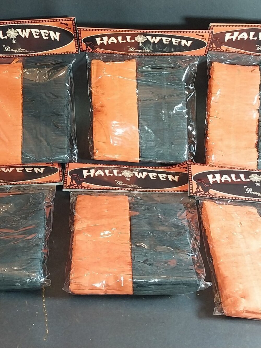 Bethany Lowe Vintage Style Crepe Paper Streamers Orange & Black 6 Packages
